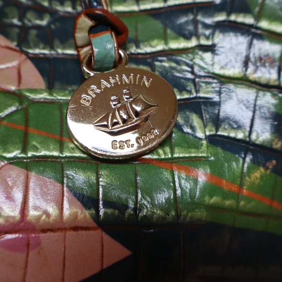 Brahmin Large Duxbury Retro Jungle Melbourne satchel with shoulder strap EUC - Picture 7 of 11